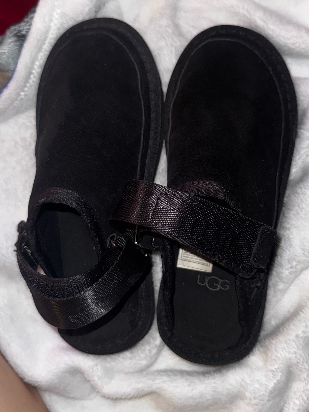 UGG Black Suede Back-Strap Slip-On Mules - Picture 2 of 4